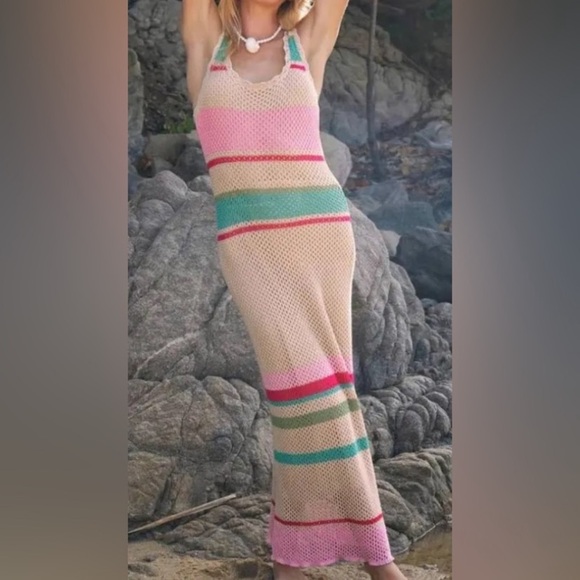 Z Supply Ibiza Striped Crochet Maxi Dress
